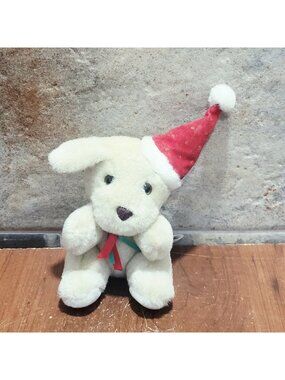 Vintage Hugfun Christmas Plush Dog Toy 1987 Stuffed Animal